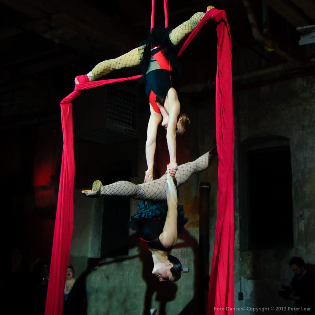Two women performing together as part of The Circus Fix Plus.