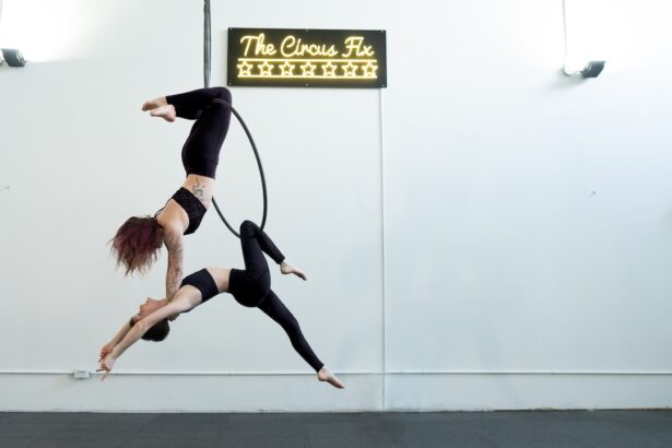 2 women on a hoop during a workshop