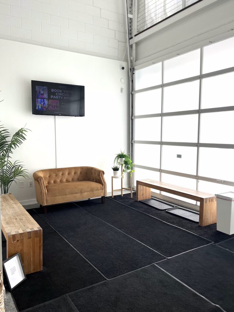 The lobby of The Circus Fix